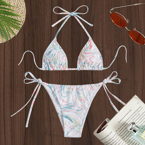 Damen Triangel-Bikini mit verspieltem Bindeband EB