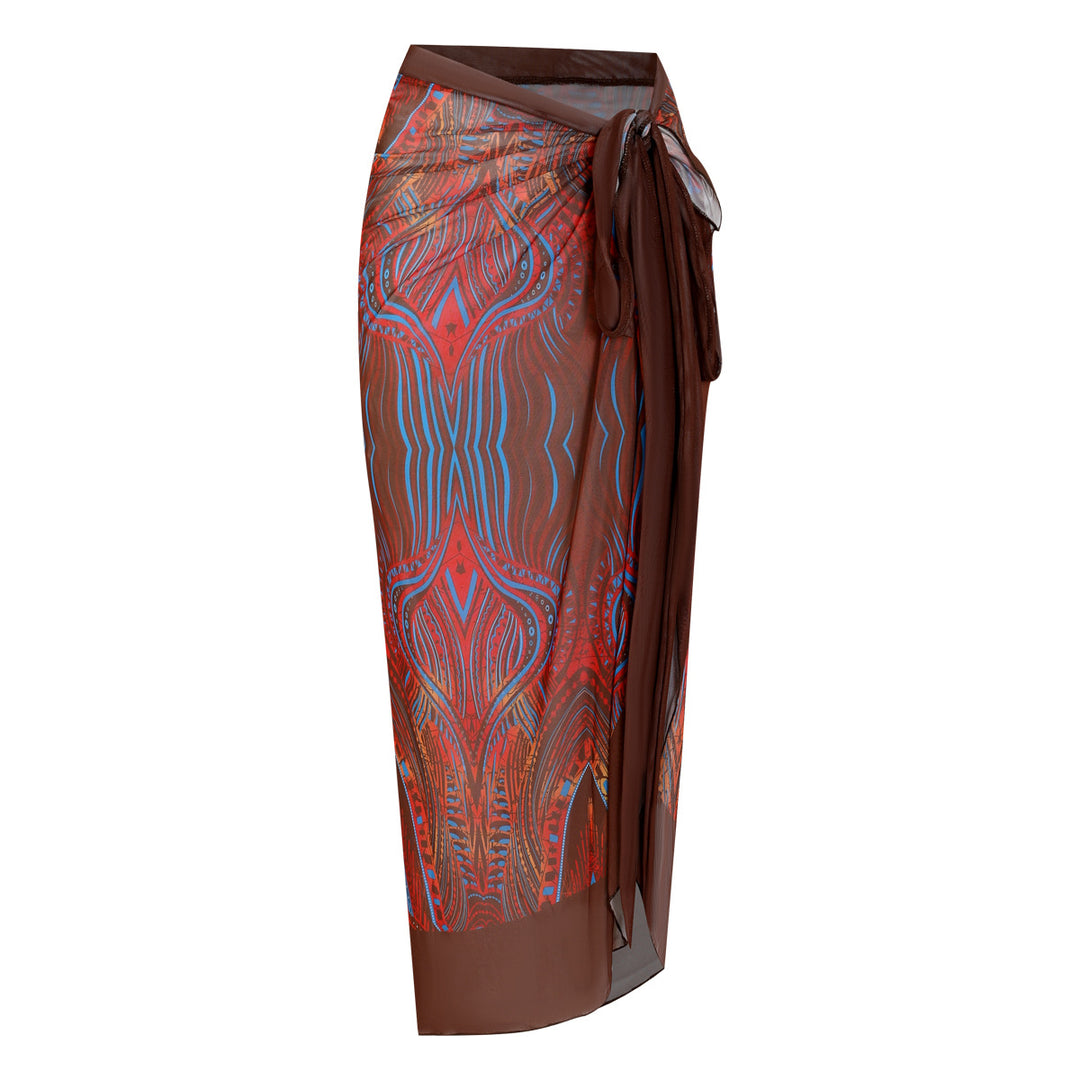 Damen Strandumhang mit buntem Muster und eleganten Schnürdetails EB