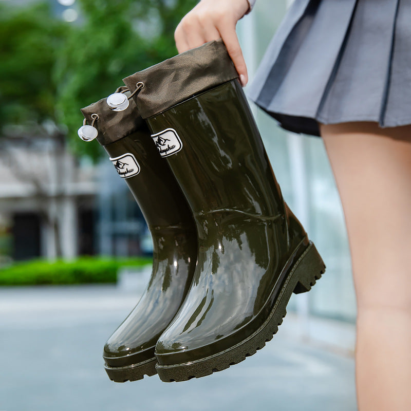 Damen Hochwertige und Stylische Gummistiefel mit Verstellbarem Schnürsystem EB