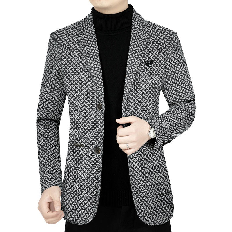 Herren Schlankgeschnittenes Sakko mit geometrischem Muster und leichtem Stretch EB