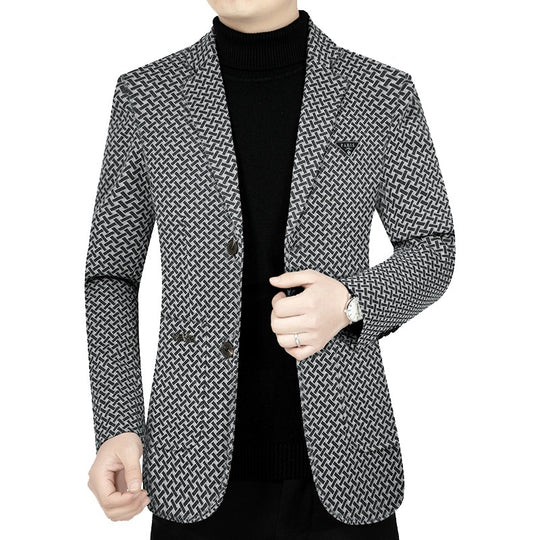 Herren Schlankgeschnittenes Sakko mit geometrischem Muster und leichtem Stretch EB
