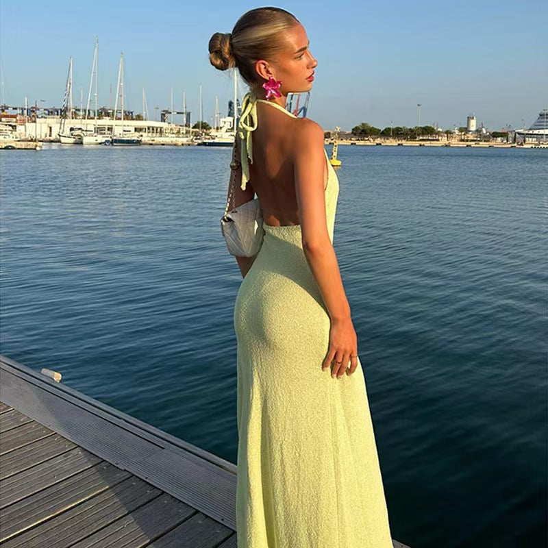 Damen Maxikleid mit Blumenapplikationen und tiefem V-Ausschnitt EB