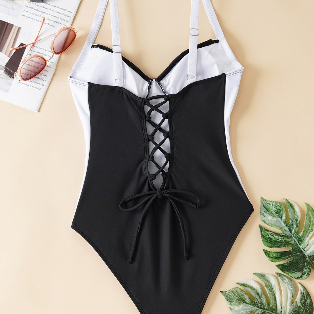 Damen Einteiliger Badeanzug mit elegantem Schnitt und verstellbaren Trägern EB