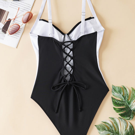 Damen Einteiliger Badeanzug mit elegantem Schnitt und verstellbaren Trägern EB