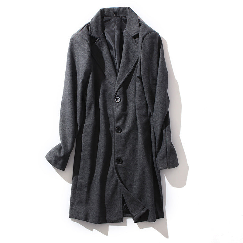 Herren nan taillierter Wollmantel mit schmaler Silhouette, klassischem Revers und verdeckter Knopfleiste EB
