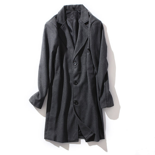 Herren nan taillierter Wollmantel mit schmaler Silhouette, klassischem Revers und verdeckter Knopfleiste EB