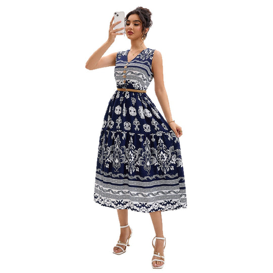 Damen Midikleid mit floralen Mustern EB