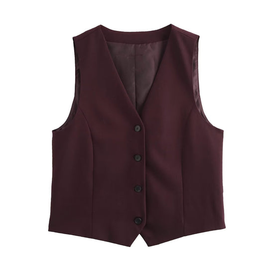 Damen elegante Weste mit modernem Schnitt und praktischen Knopfdetails EB