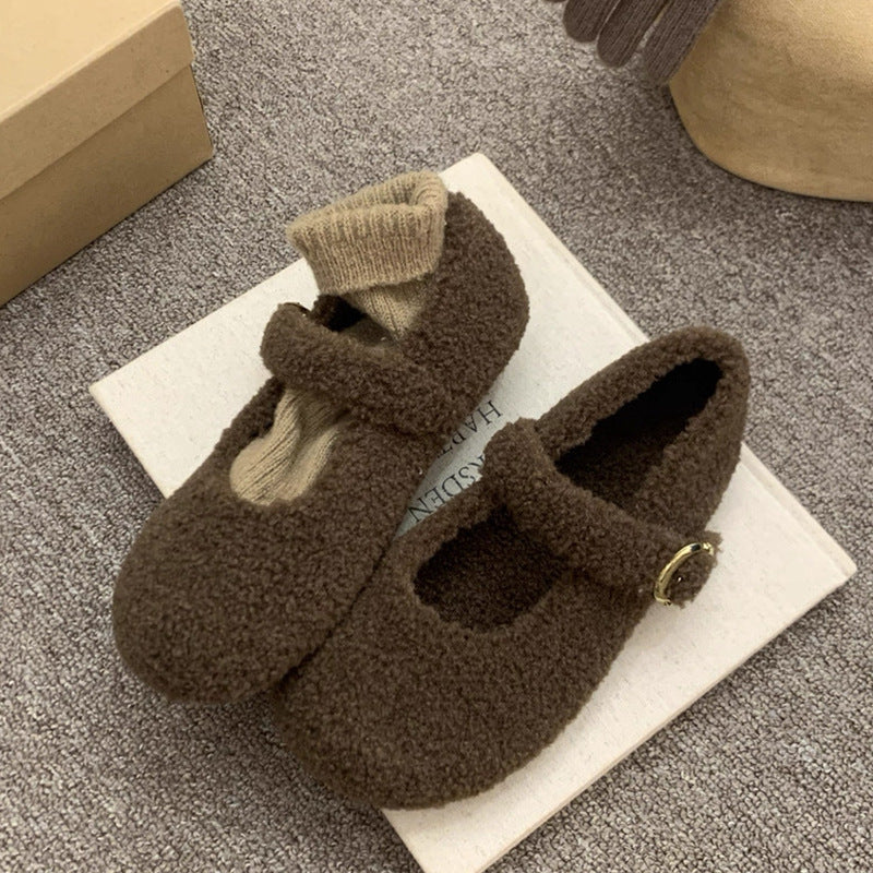 Damen Bequeme Hausschuhe mit Schnallenverschluss und weichem Innenfutter EB