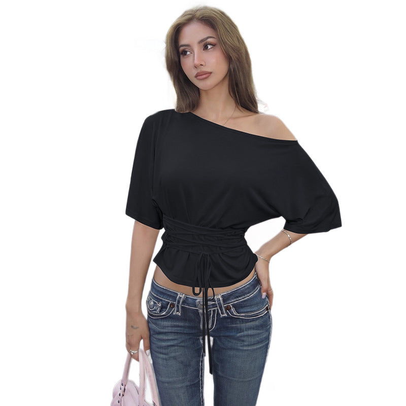 Damen Elegantes One-Shoulder Oberteil mit leichtem Stretch EB