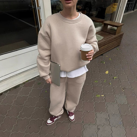 Damen lässiges Sweatshirt und weite Jogginghose Set EB