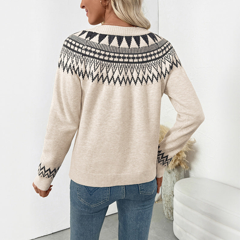 Damen Strickpullover mit nordischem Muster EB