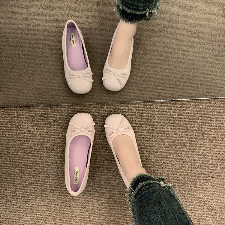Damen Ballerinas mit dekorativem Schleifendetail und hochwertiger Fleeceaussensohle EB