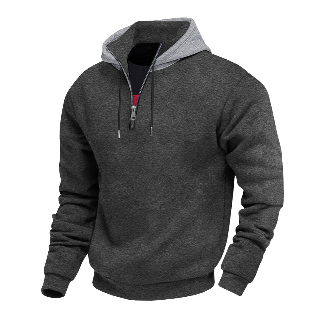 Herren Kapuzenpullover mit halbem Reißverschluss und kontrastierendem Innenfutter EB