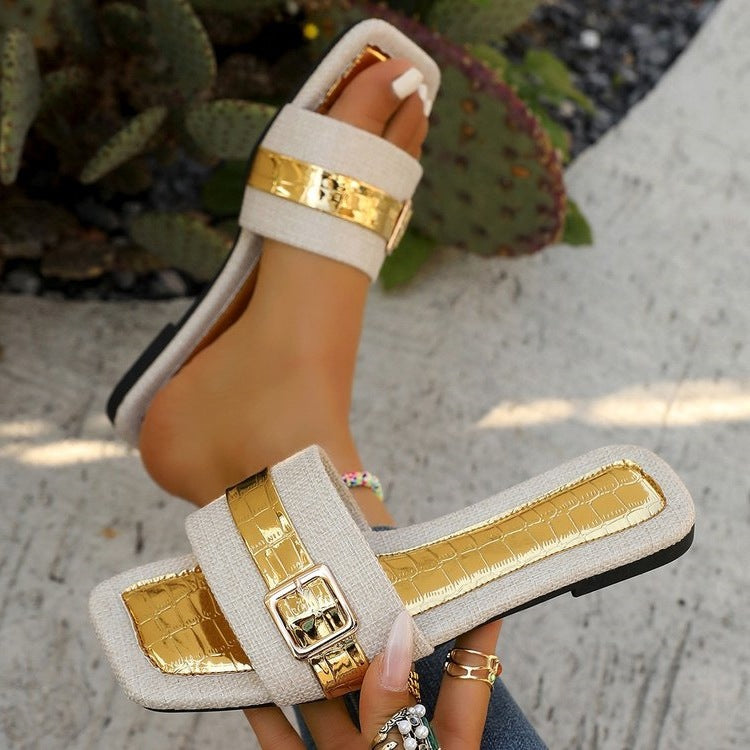 Damen Flip-Flops mit glamourösem Riemendesign EB