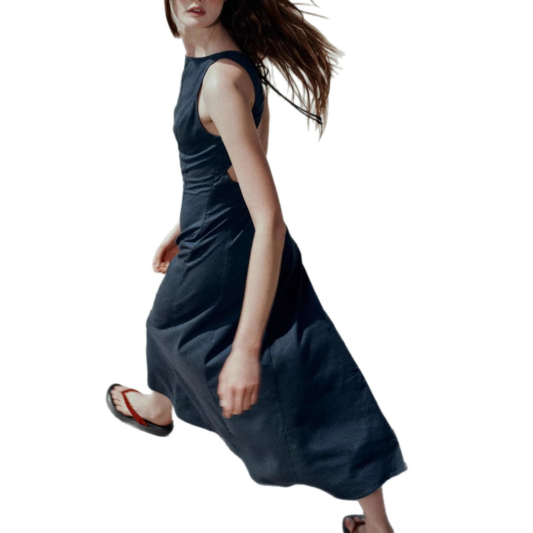 Damen Skaterkleid mit hohem Halsausschnitt und seitlichen Schlitzen EB