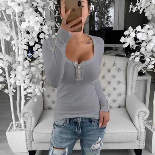 Damen Langarmshirt mit eleganten Knopfdetails EB