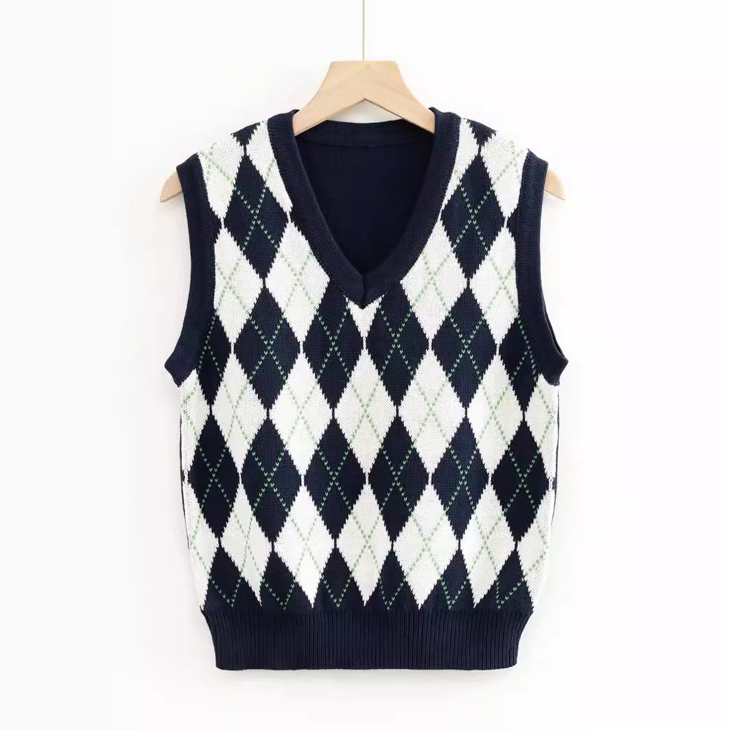 Damen Strickwesten mit modernem Rautenmuster EB