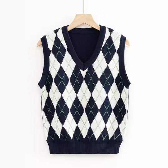 Damen Strickwesten mit modernem Rautenmuster EB