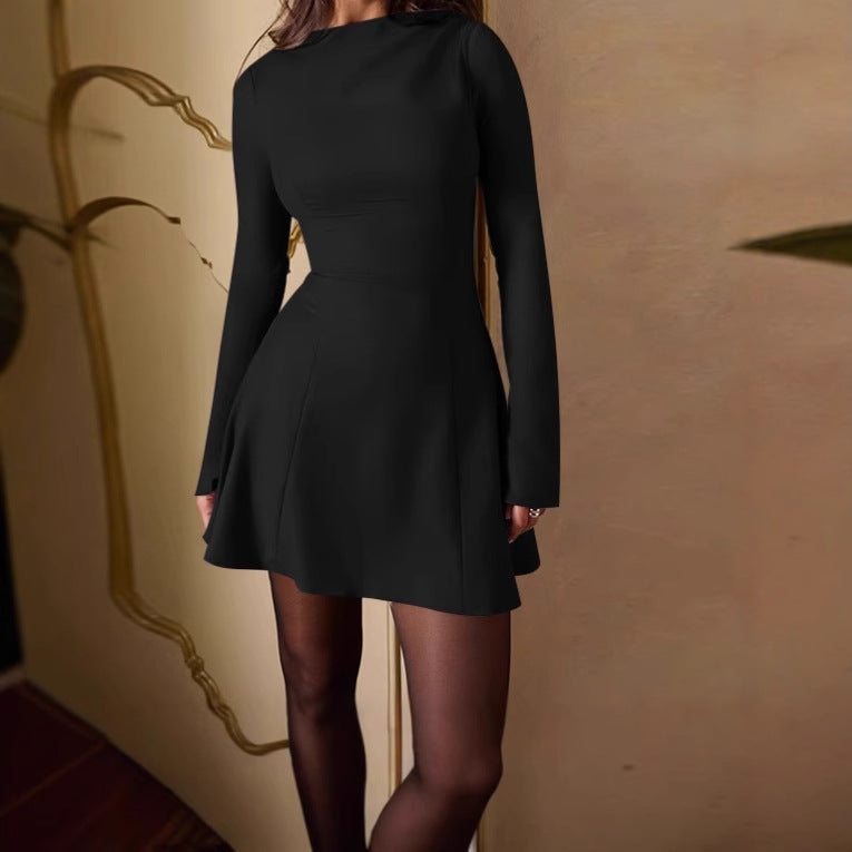 Damen Elegantes Minikleid mit asymmetrischem Saum und Raffungen EB