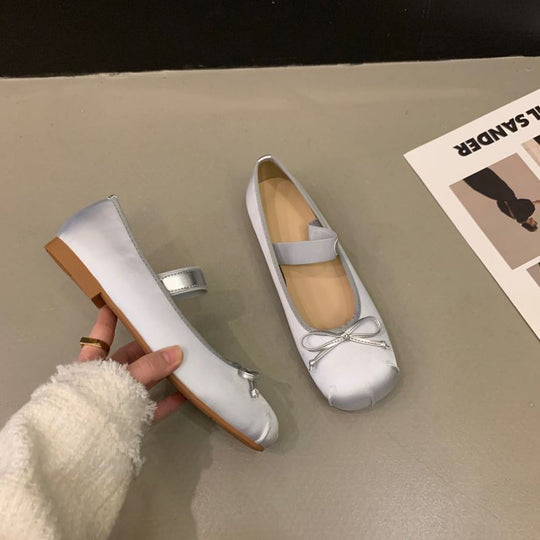 Damen Ballerinas mit verstellbarem Riemen und elegantem Schleifenakzent EB