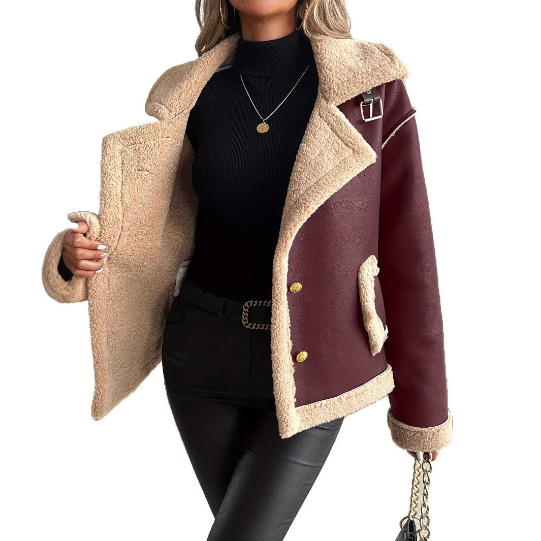 Damen Kurzjacke mit Kunstfellbesatz und praktischen Taschen EB