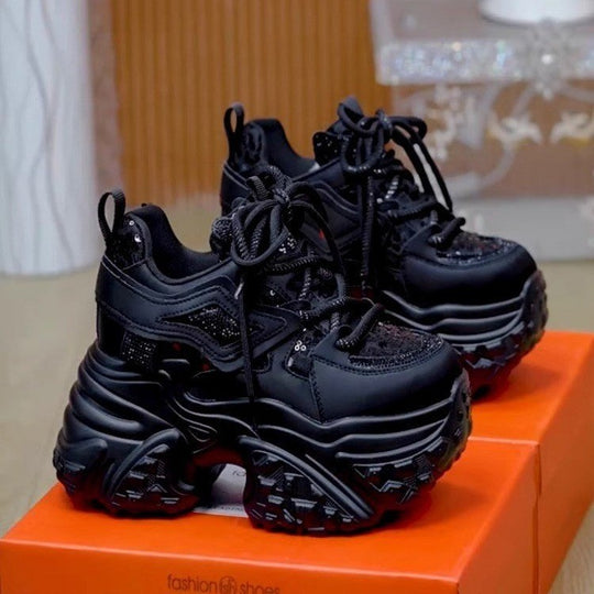 Damen Sportliche Chunky Sneakers mit funkelnden Akzenten EB