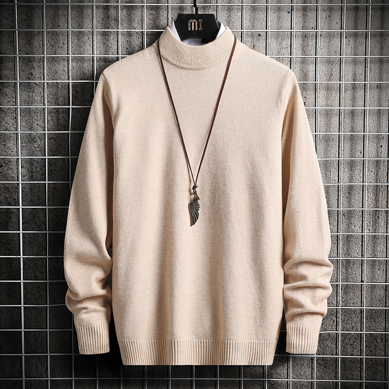 Herren nan Premium Stehkragenpullover aus feinem Baumwoll-Mix mit gerippten Bündchen und schmaler Silhouette EB