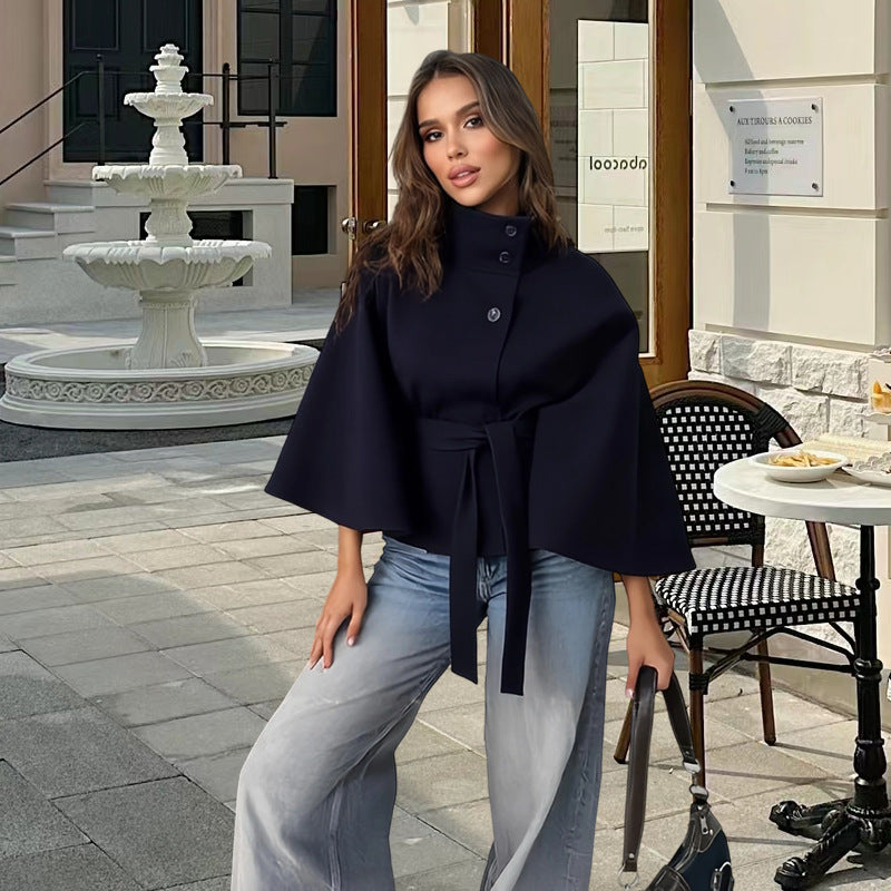 Damen elegante Wickeljacke mit Taillengürtel EB