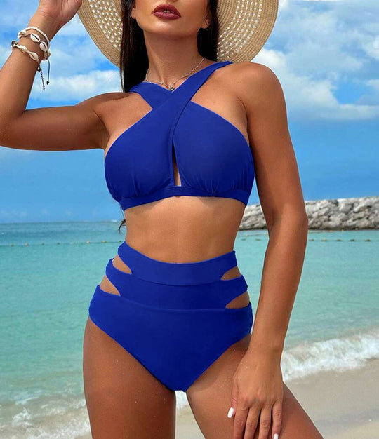 Damen Hochgeschnittener Bikini mit stylischen Cut-Outs EB