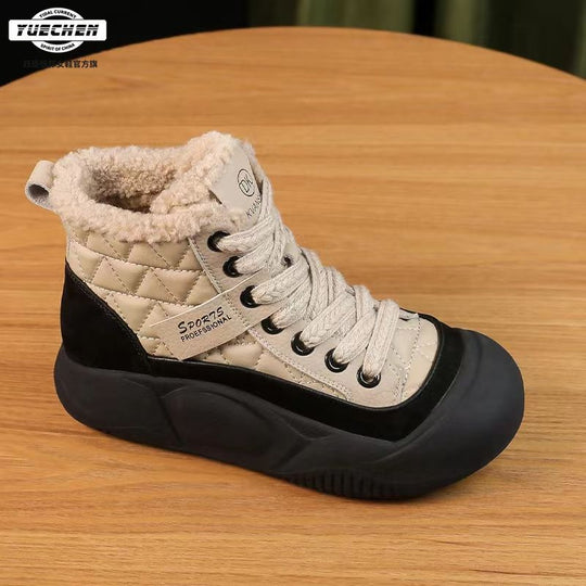 Damen Sportliche Hoch-Top Sneakers mit warmem Innenfutter und robustem Profil EB
