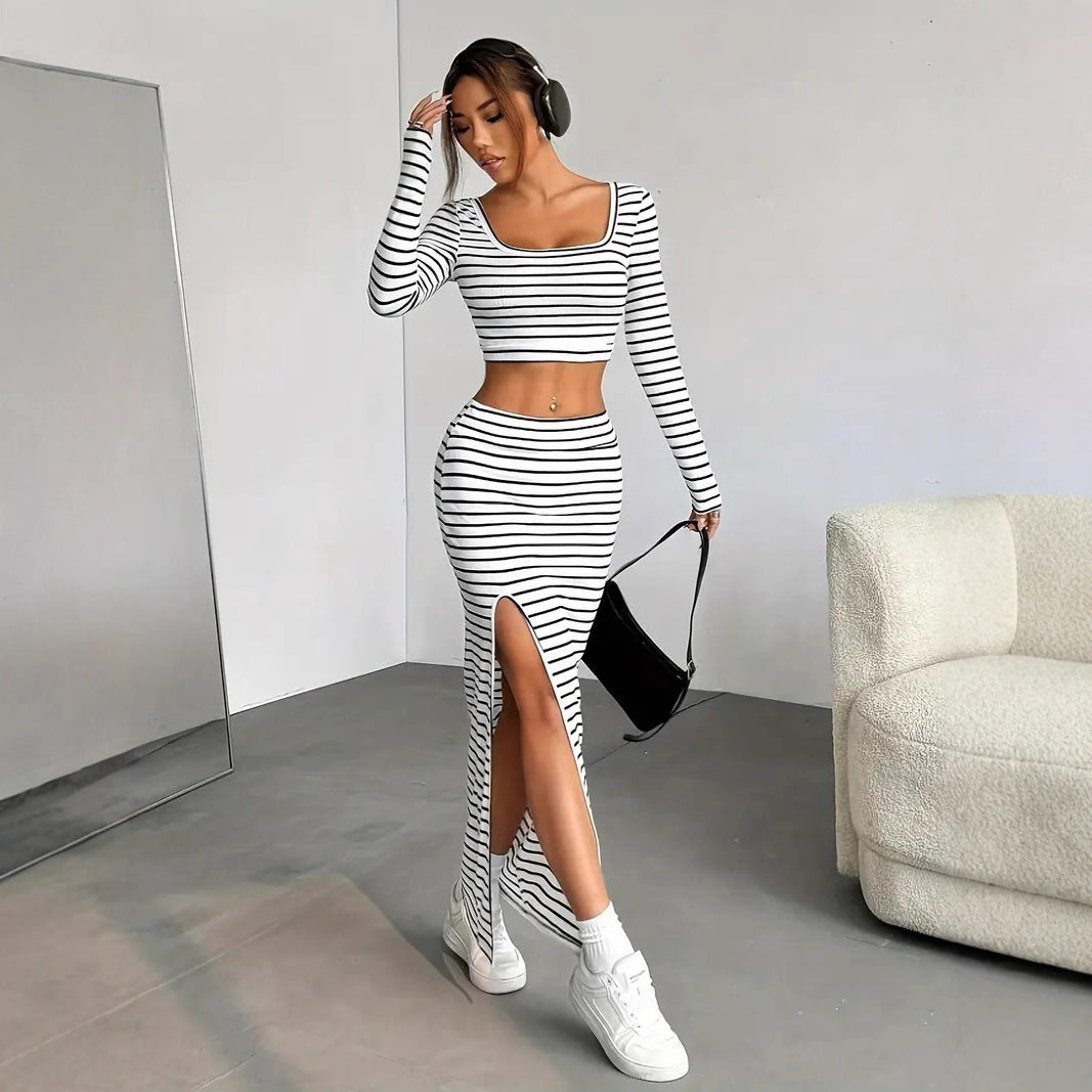 Damen Maxikleid im modernen Streifenlook EB