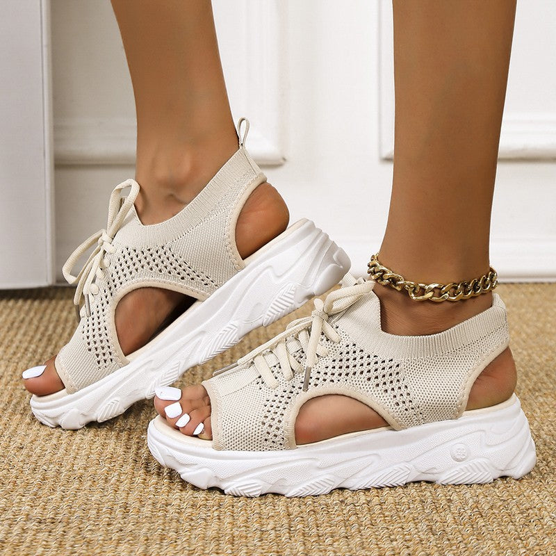 Damen Sneakersandale mit atmungsaktivem Strickoberteil und komfortabler Plattformsohle EB