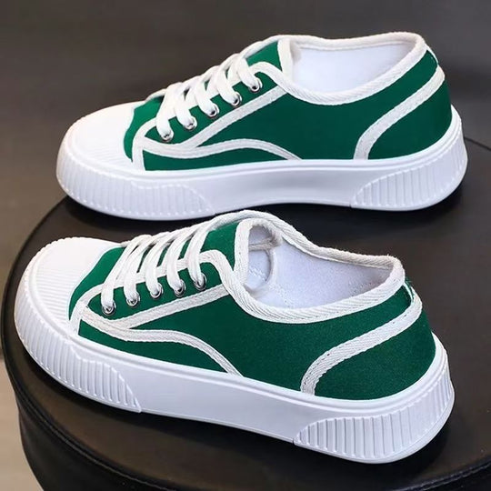 Damen lässige Stoff-Sneaker mit kontrastierendem Design EB