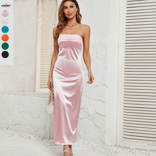 Damen langes Maxikleid im eleganten Schlangenprint mit schulterfreiem Design EB