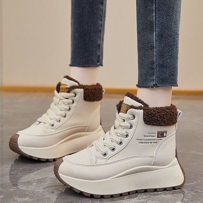 Damen warme Winterboots mit dickem Fleece-Futter und rutschfester Profilsohle EB