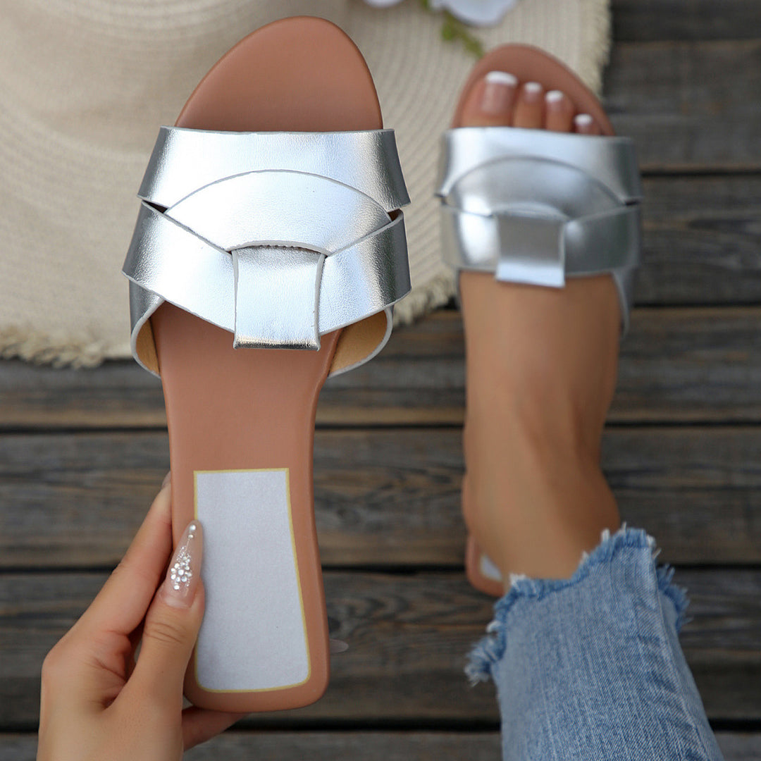 Damen modische Riemensandalen mit geflochtenem Design und anatomischem Fußbett EB