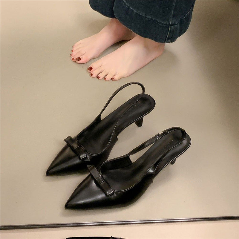 Damen Slingback High Heel Schuhe mit zarter Schleifenverzierung EB