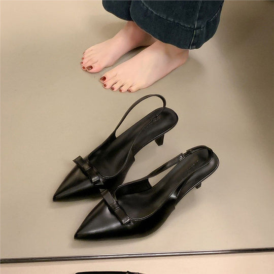 Damen Slingback High Heel Schuhe mit zarter Schleifenverzierung EB