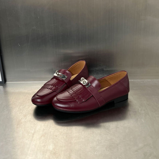 Damen Mokassins mit modischen Fransen und elegantem Schnallen-Detail EB