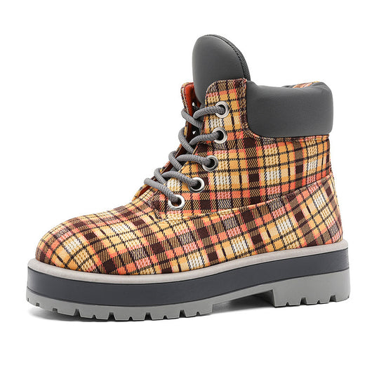 Herren Schnürstiefel mit kariertem Obermaterial und robustem Profil von EB