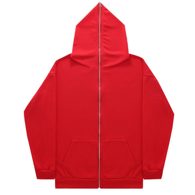 Unisex nan minimalistisch strukturierter Kapuzenzipper mit spitzer Kapuze, Kängurutasche und verstärkten Bündchen EB