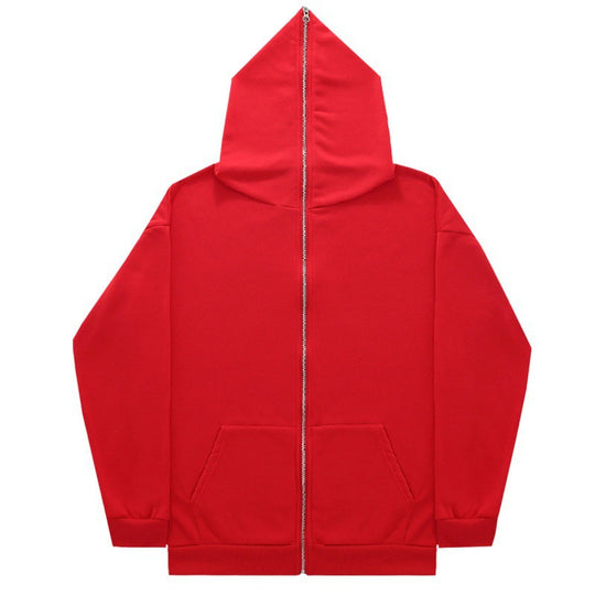 Unisex nan minimalistisch strukturierter Kapuzenzipper mit spitzer Kapuze, Kängurutasche und verstärkten Bündchen EB