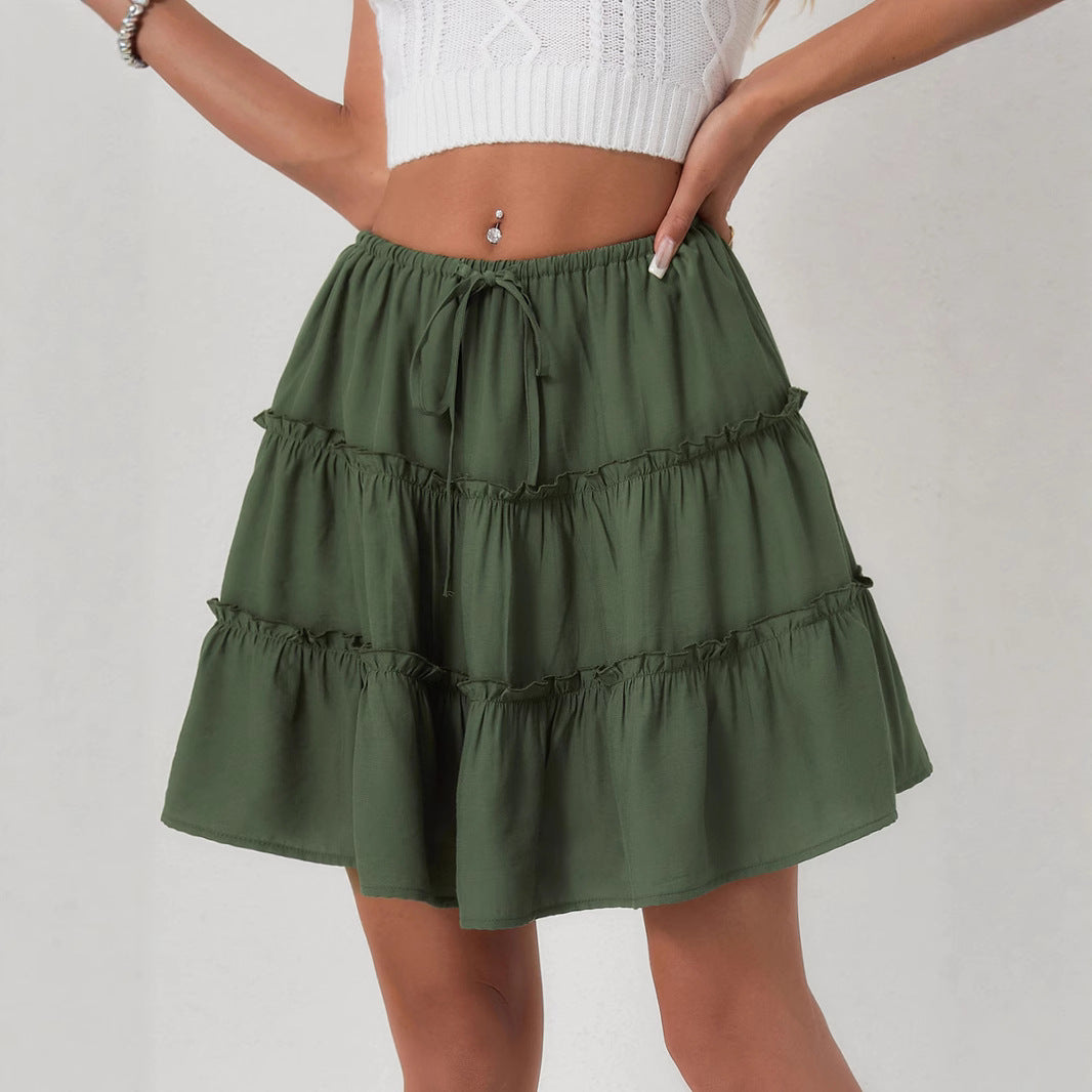 Damen Midirock mit voluminösen Rüschen EB