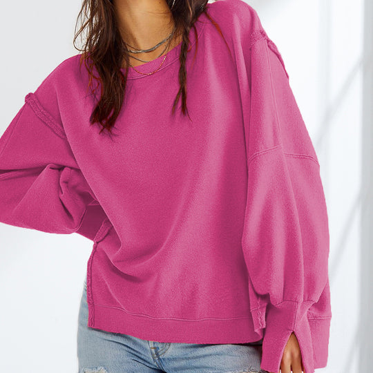 Damen Oversized Sweatshirt im entspannten Stil mit auffälligen Puffärmeln EB