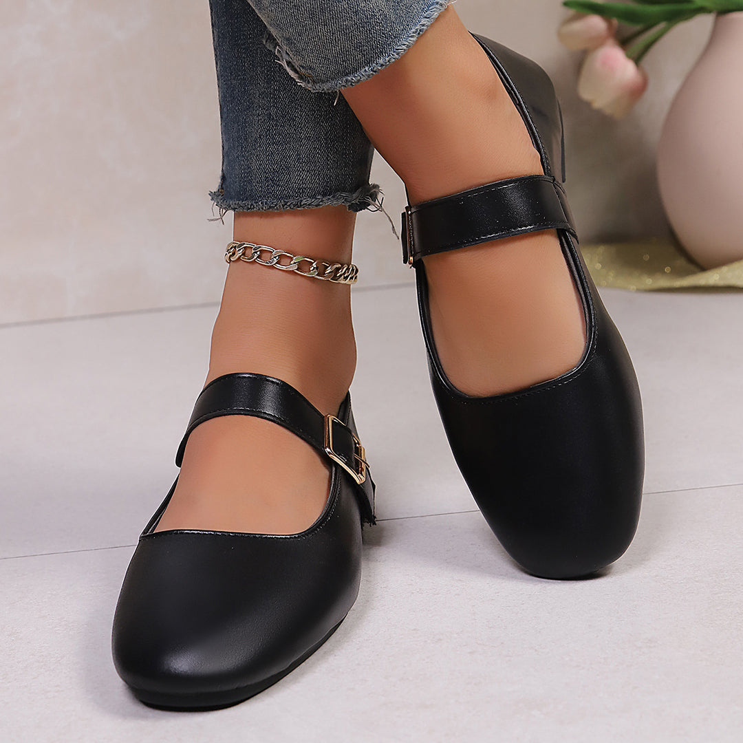 Damen Ballerina-Schuhe mit verstellbarem Riemendesign und bequemem Fußbett EB