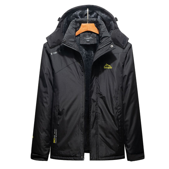 Herren Wasserabweisender Outdoorparka mit Teddyfutter, abnehmbarer Kapuze und Reißverschlusstaschen EB