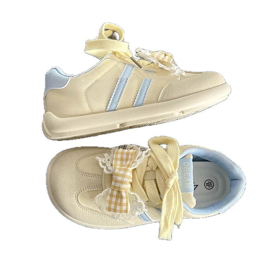 Damen Sportliche Sneakers mit verspieltem Schleifendetail EB