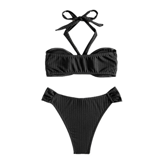 Damen Bandeau-Bikini mit herausragendem Wickeldesign und verstellbaren Trägern EB