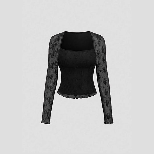 Damen Blumengemusterte Spitzenbluse EB